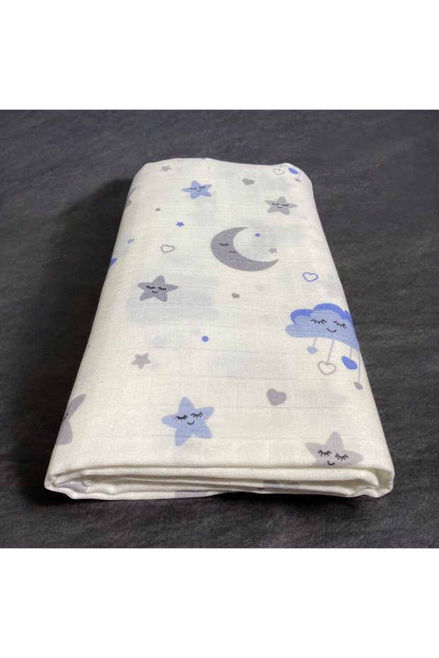 Yanpa Double Layer Muslin Baby Blanket with Guipure Detail on the Edges 100/100 Cotton