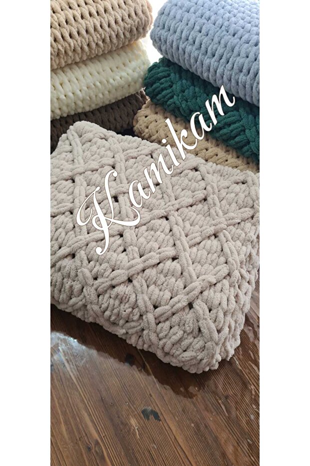 Plush Velvet Soft Alize 100 X 100cm Hand Knitted Baby Blanket, Sofa Shawl, Gift for Lover
