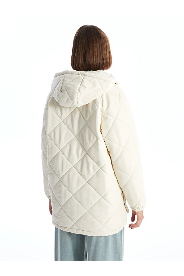 LCW Vision Taş Rengi Kapüşonlu Kapitone Kadın Şişme Mont - 3