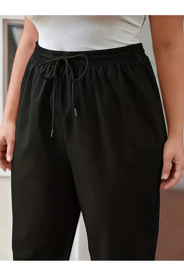 SİYAH RelaxFit Jogger Yüksek Bel  Eşofman Altı 2 İplik Örme Kumaş ŞAH MODAuljk - 4