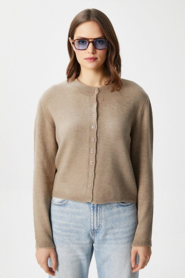 Kadın Nina Bisiklet Yaka Vizon Basic Hırka - 5