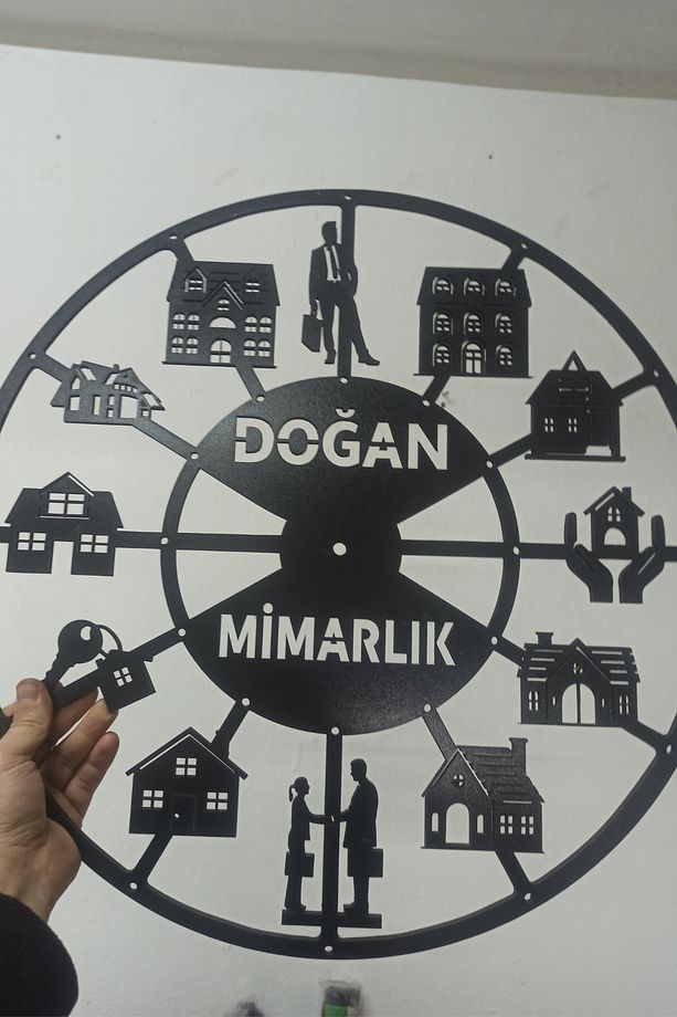 Emlak ofisleri için LED aydınlatmalı, şık ve kişiselleştirilebilir duvar saati - 4