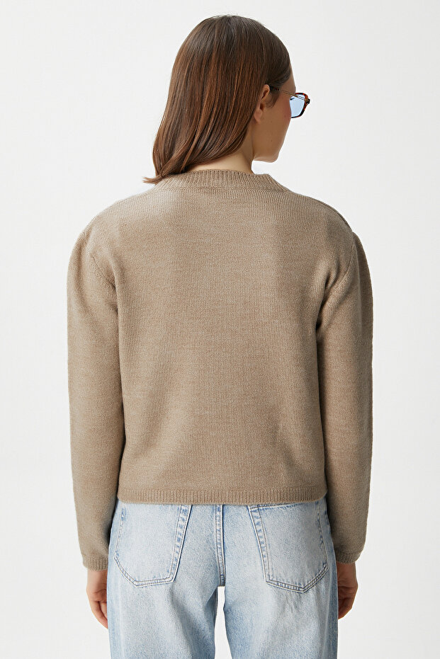 Kadın Nina Bisiklet Yaka Vizon Basic Hırka - 4