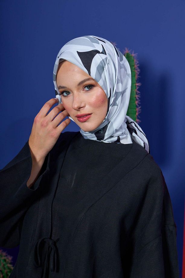 Marrakech Koleksiyon Soft Eşarp Gümüş Siyah 1206-05 - 2