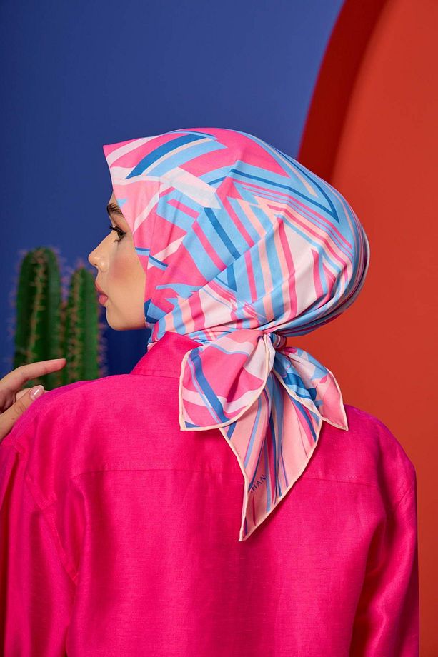 Marrakech Koleksiyon Soft Eşarp Cam Göbeği Pembe 1208-12 - 3