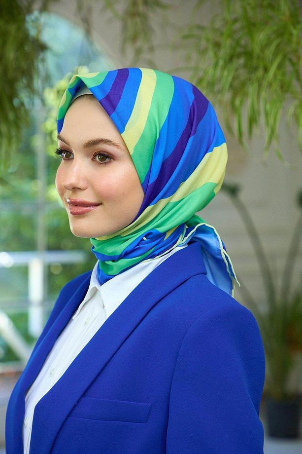 Yaz Işıltısı Koleksiyonu Soft Eşarp Mavi Yeşil 1183-02 - 3