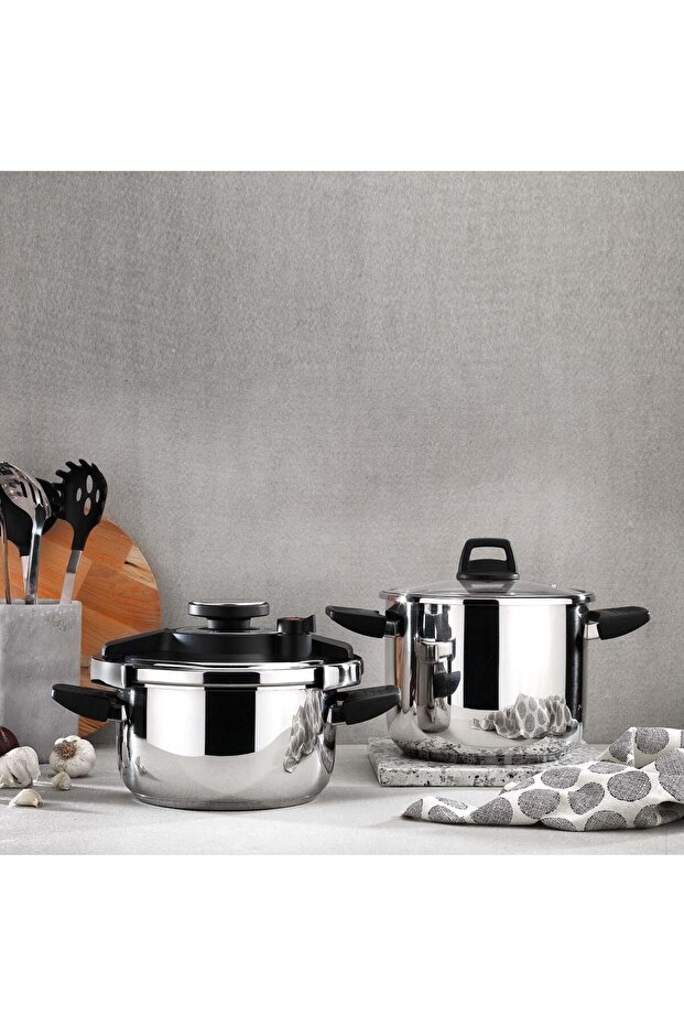 Compact 4 Parça Düdüklü Tencere Seti 4+6,5 L-Siyah - 1