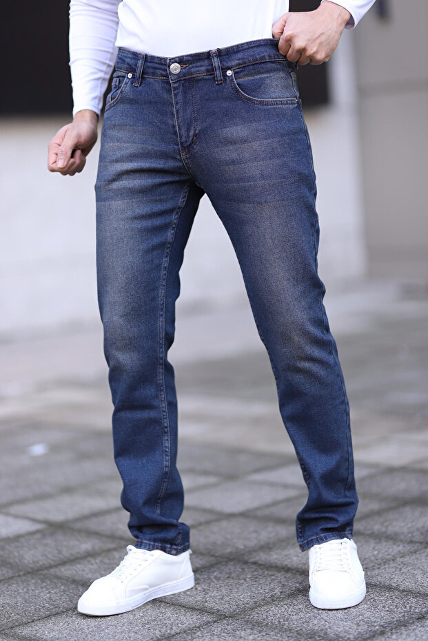 Lacivert Regular Fit Esnek Kumaş Jeans Kot Pantolon TMNSS25JE00001 - 1