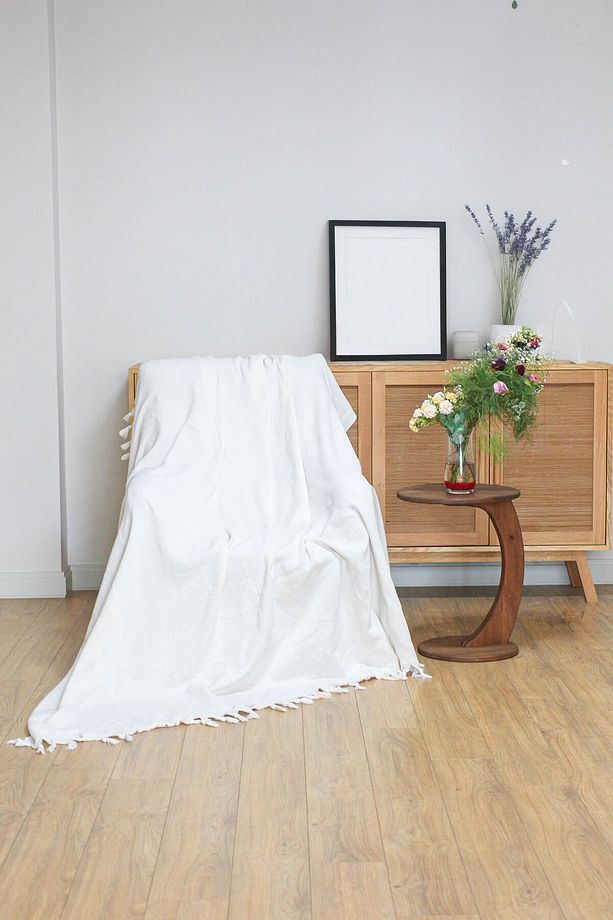 Koltuk Örtüsü 180 X 200 Cm Kanepe Çekyat Divan Berjer Örtüsü Pamuklu Yikanabilir Sade Şal - 5