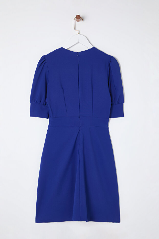 Saks Eteği Belden Açılan Pili Detaylı Mini Dokuma Elbise TWOSS20EL1639 - 8
