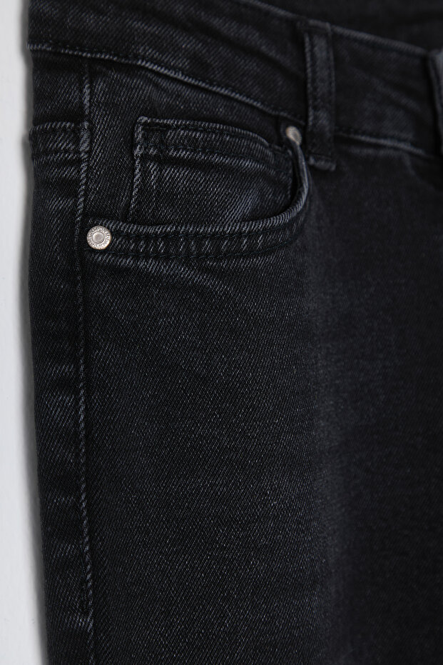 Siyah Yüksek Bel Orta Esnek Flare İspanyol Paça Jeans TWOSS25JE00110 - 7