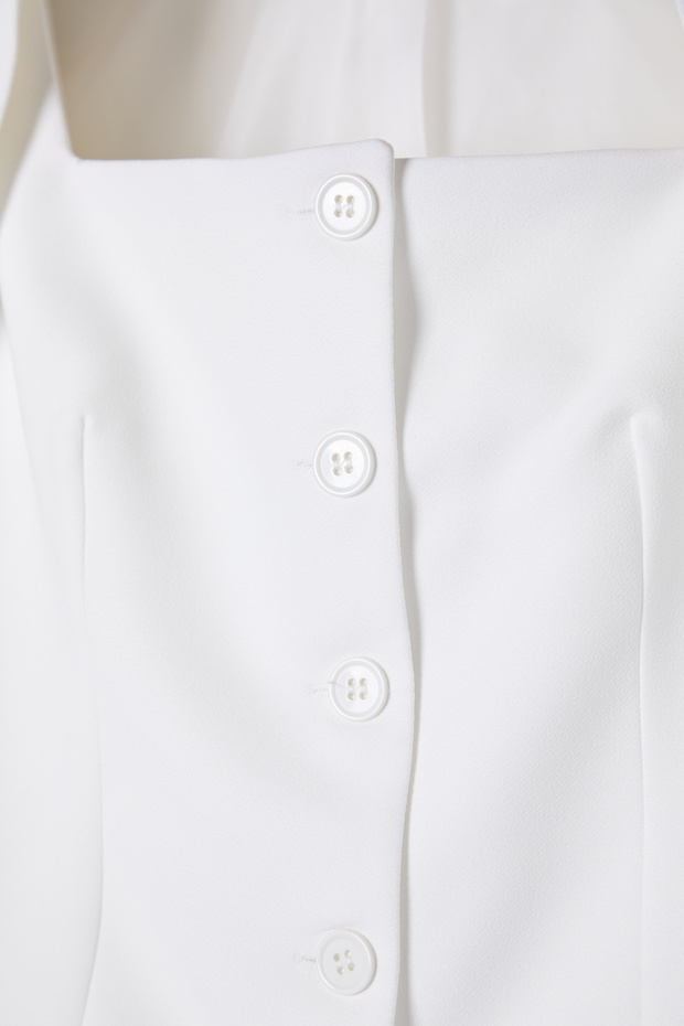 Beyaz Bolero Detaylı Dokuma Blazer Ceket TWOSS24BC00019 - 7