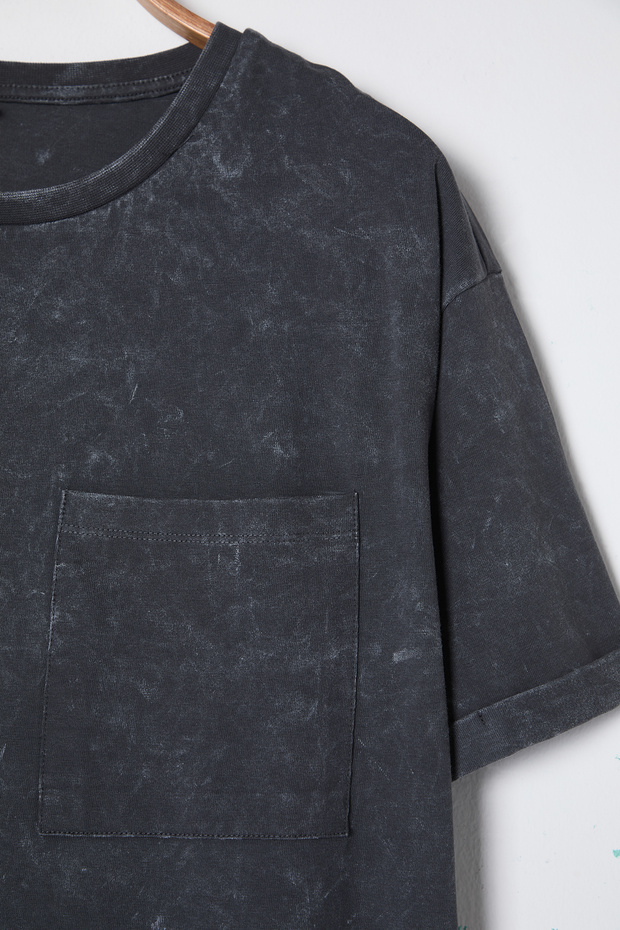 Tričko velké antracitové seprané tričkové šaty - Tbbss25Ah00007 - 7