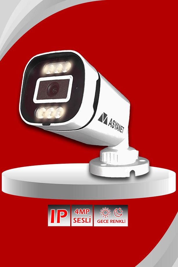 3'lü Güvenlik IP Kamera Seti - Gece Renkli Görüşlü - 4MP Dış Mekan Kamera, 3.6mm Lens, H.265, PoE - 2