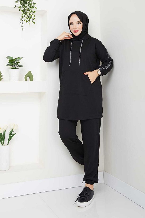 Battal Oversize Model Tesettür Eşofman Takımı - 3