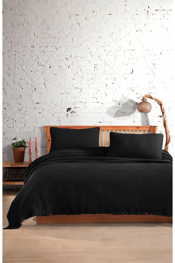 %100 Pamuk Waffle Tek Kişilik Yatak Örtüsü 160x240 cm - 2