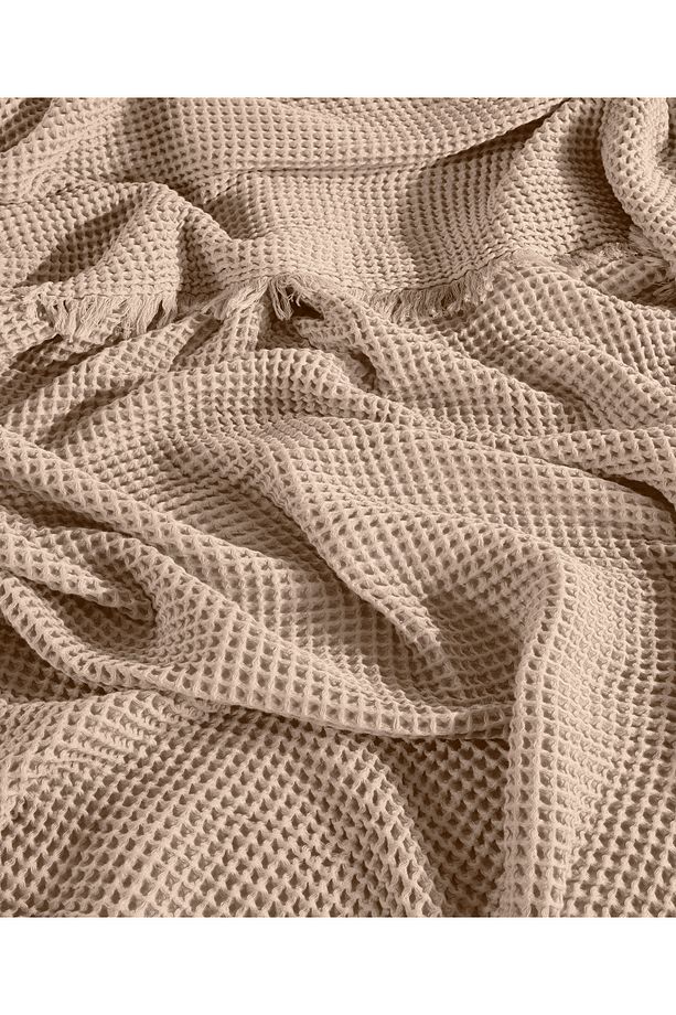 %100 Pamuk Waffle Tek Kişilik Yatak Örtüsü 160x240cm/1 Adet 50x70cm Yastık - 3