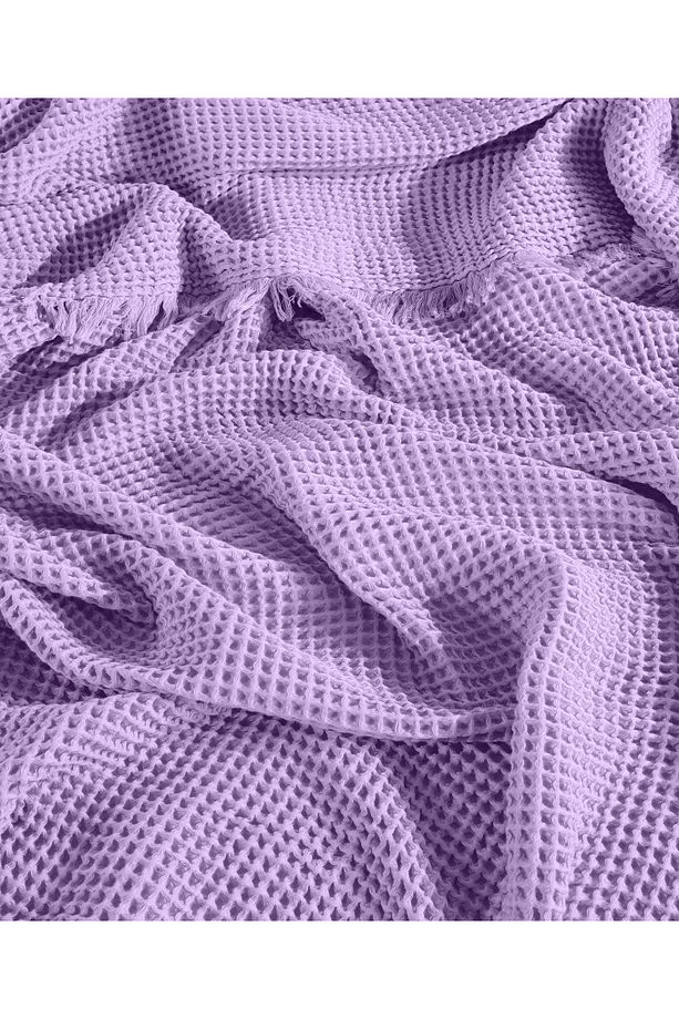 %100 Pamuk Tek Kişilik 160x240cm Waffle Yatak Örtüsü/1 Adet 50x70cm Yastık - 3