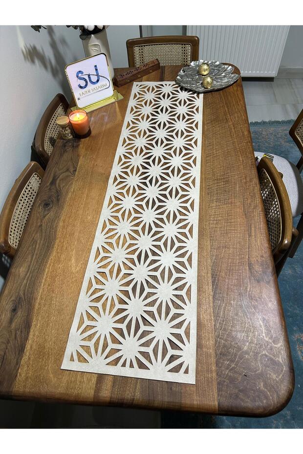 Desenli runner krem - 1