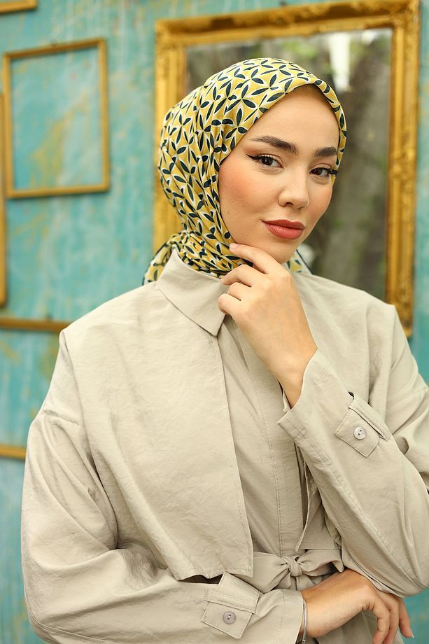 Soft Eşarp Siyah Sarı Yıldız - 1