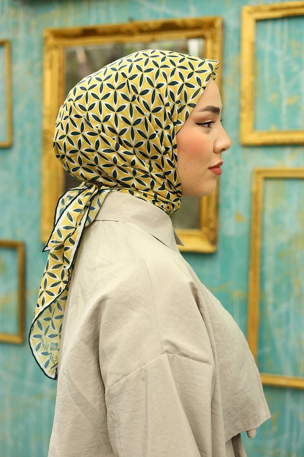 Soft Eşarp Siyah Sarı Yıldız - 4