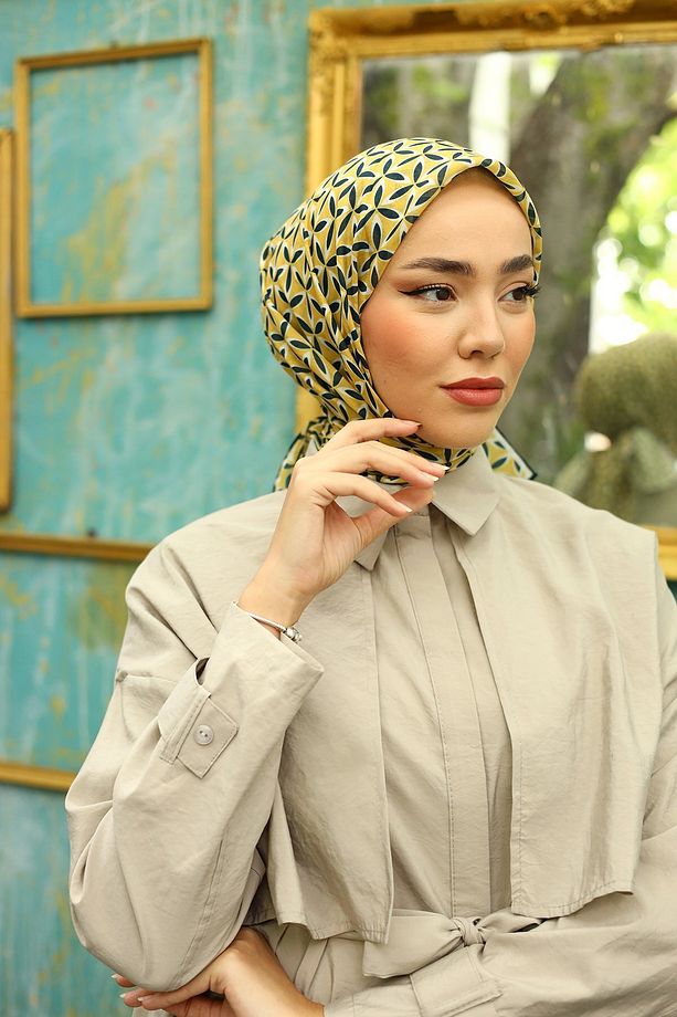 Soft Eşarp Siyah Sarı Yıldız - 3