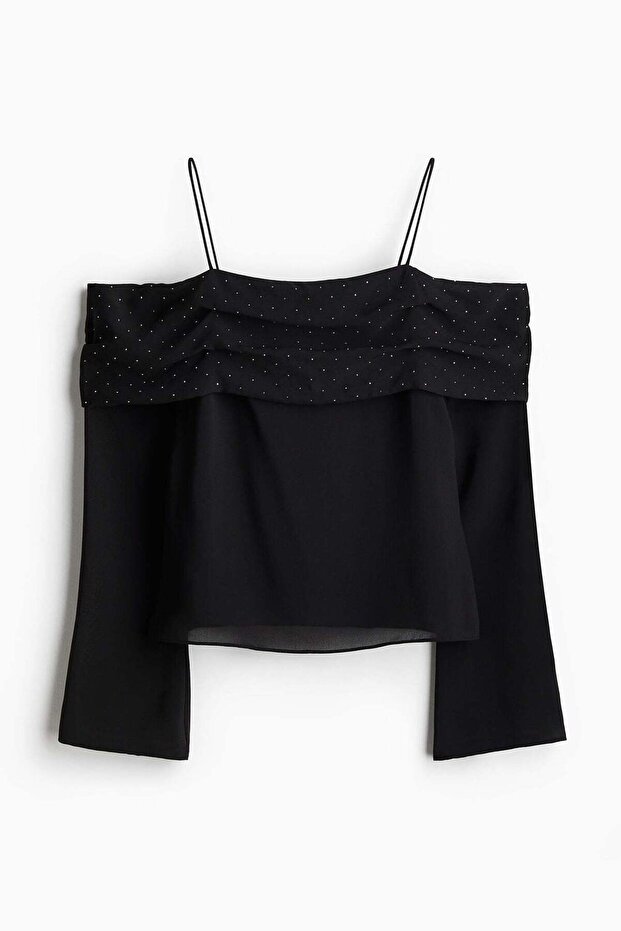 Off-the-shoulder chiffon top