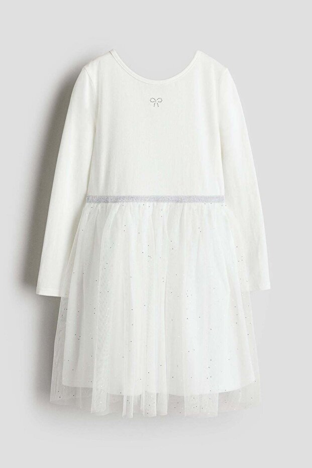 Tulle-skirt jersey dress