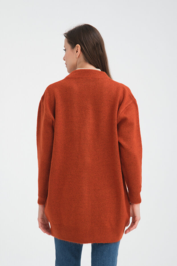 V Yaka Basic Triko Hırka - 7