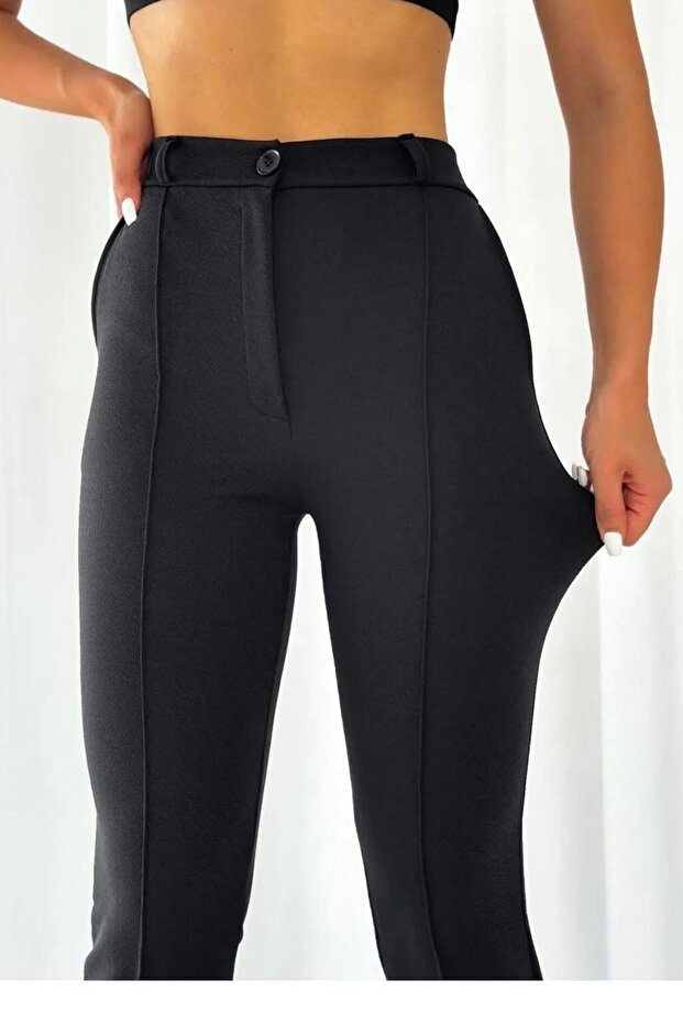 Women's Black High Waist Shaping / Sculpting Flared Leg Palazzo Pants