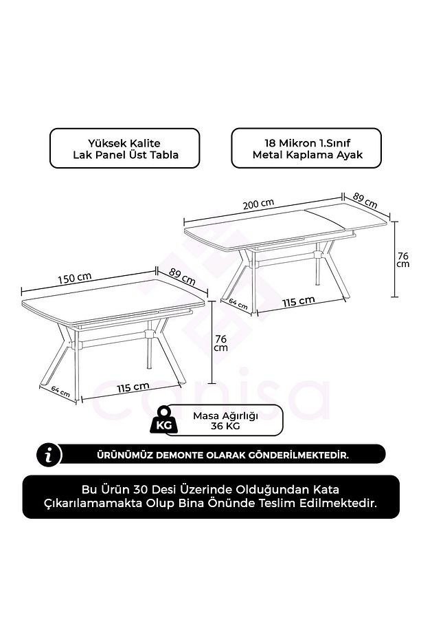 Poy Serisi 89x150 Açılabilir Lak Panel Siyah Mermer Krom Ayak Masa - 3