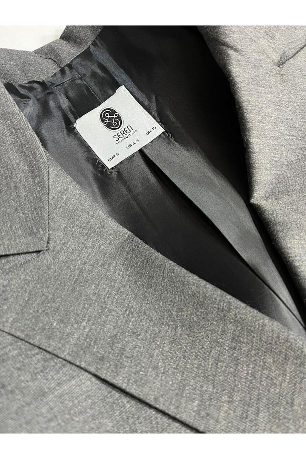 Tek Düğmeli Oversize Antrasit Blazer Ceket - 3