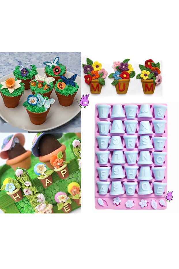 17mm Alphabet Set - Silicone Mold, Stone Powder and Soap Candle, Miniature Flower Pot