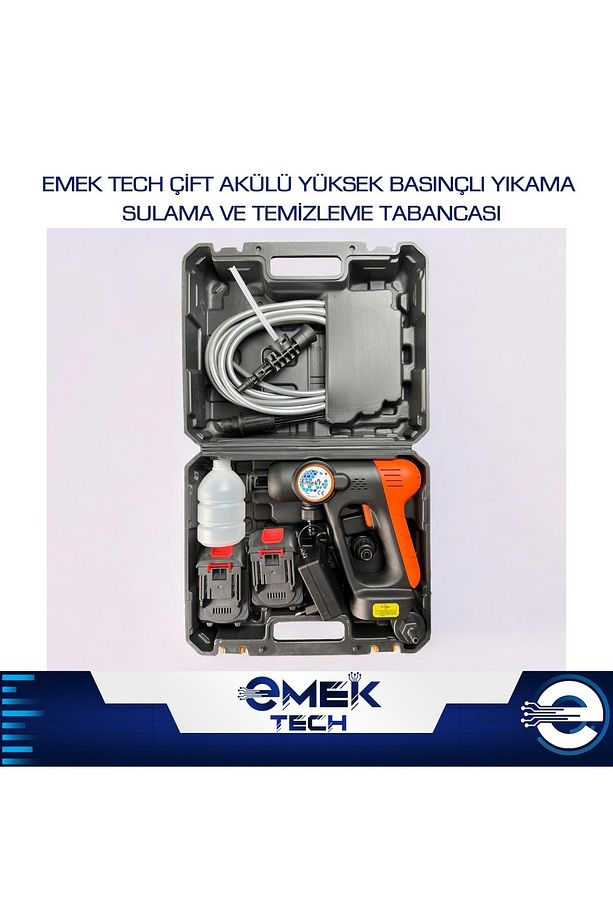 Çift Akülü Şarjlı Yüksek Basınçlı Oto Araba Bahçe Yıkama Sulama Ve Temizleme Tabancası Makinesi - 1