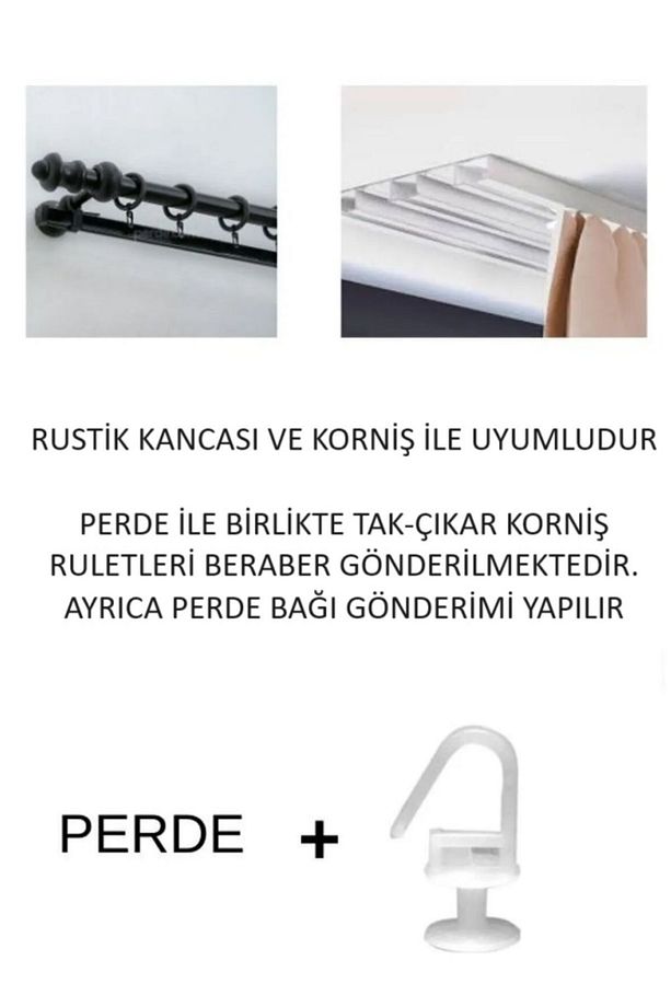 Keten Bohem Tarz Püsküllü  Fon Perde (EN X BOY) - Tek Kanat - Pilesiz - 5
