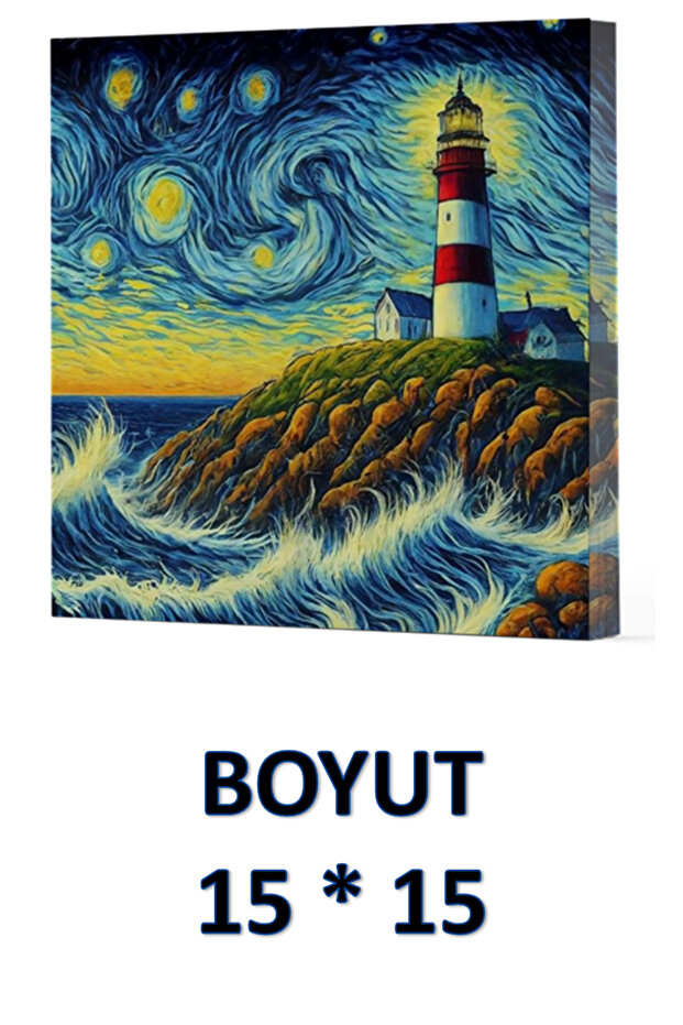 VIVAGO ART VAN GOGH Lighthouse دفتر ملاحظات بدون خطوط 15 × 15 سم حقيبة قماش هدية كود 8