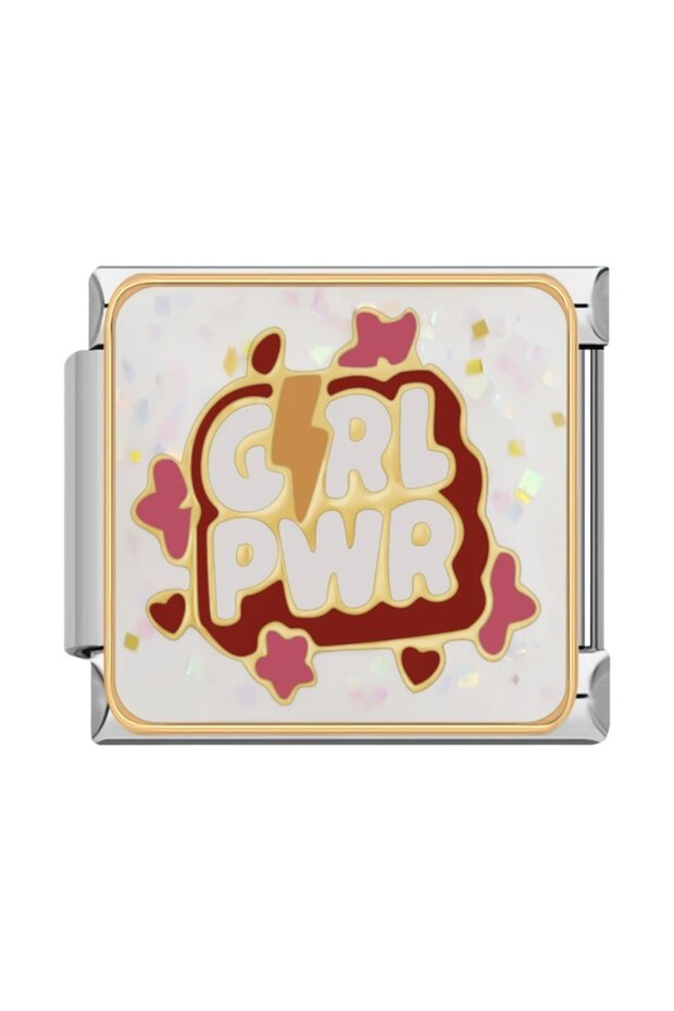 Girl Power Lightning Steel Italian Charm