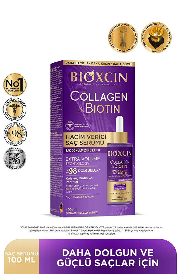 Collagen & Biotin Saç Dökülmesine Karşı Serum 100 ml – Hidrolize Kolajen, Biotin, BioComplex B11 - 1