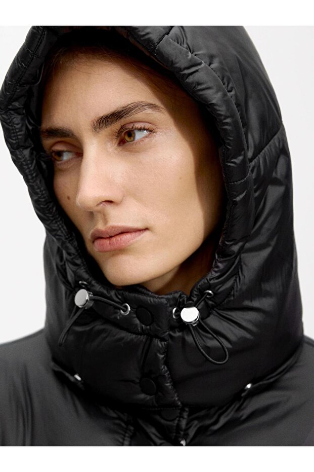 Kapüşonlu Kapitone Mont - 5