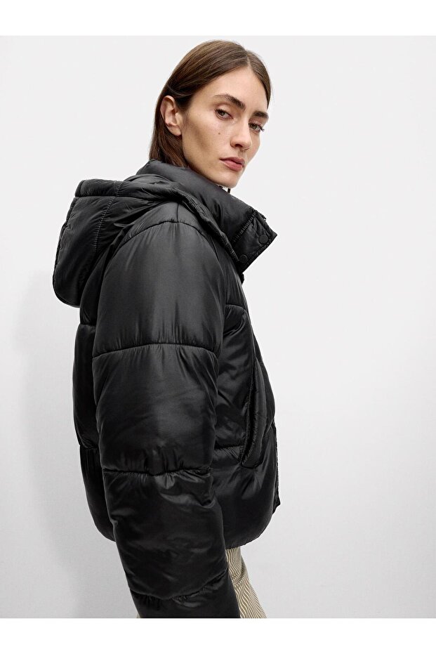 Kapüşonlu Kapitone Mont - 3