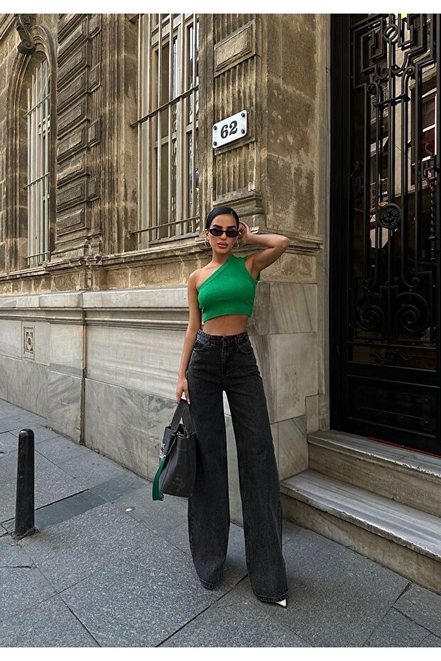 WİDE LEG SİYAH JEAN - 1