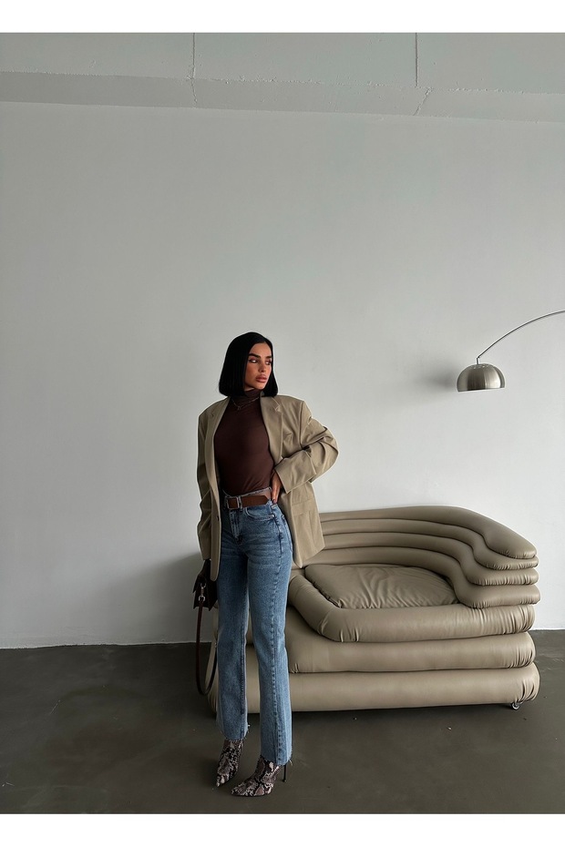 Yüksek Bel Mini Flare Jean - 4