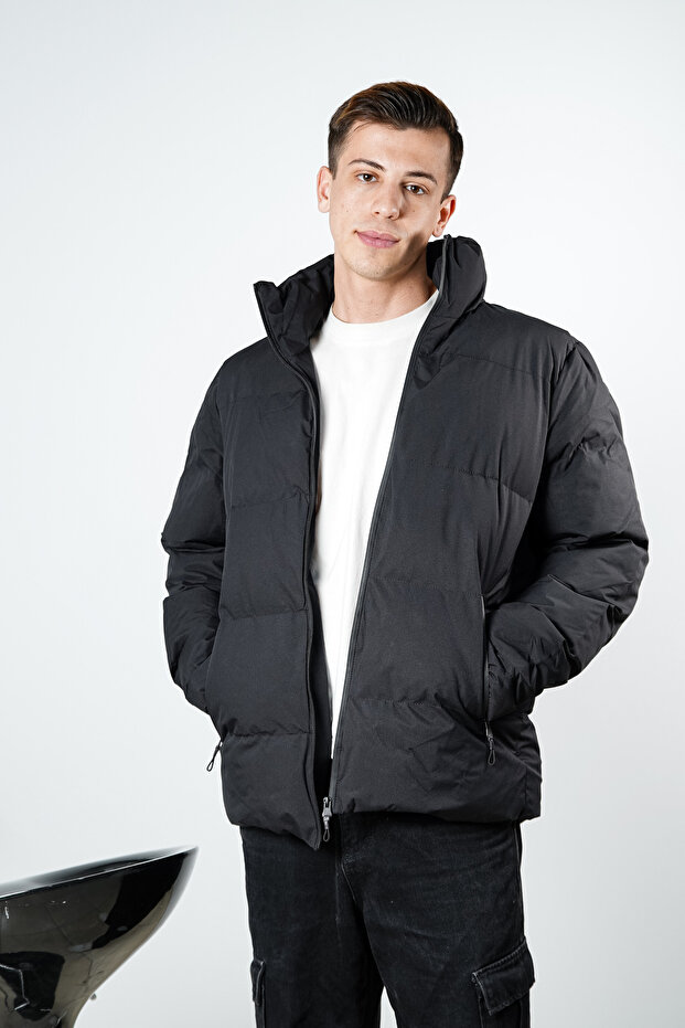 Siyah Şişme Mont - 1