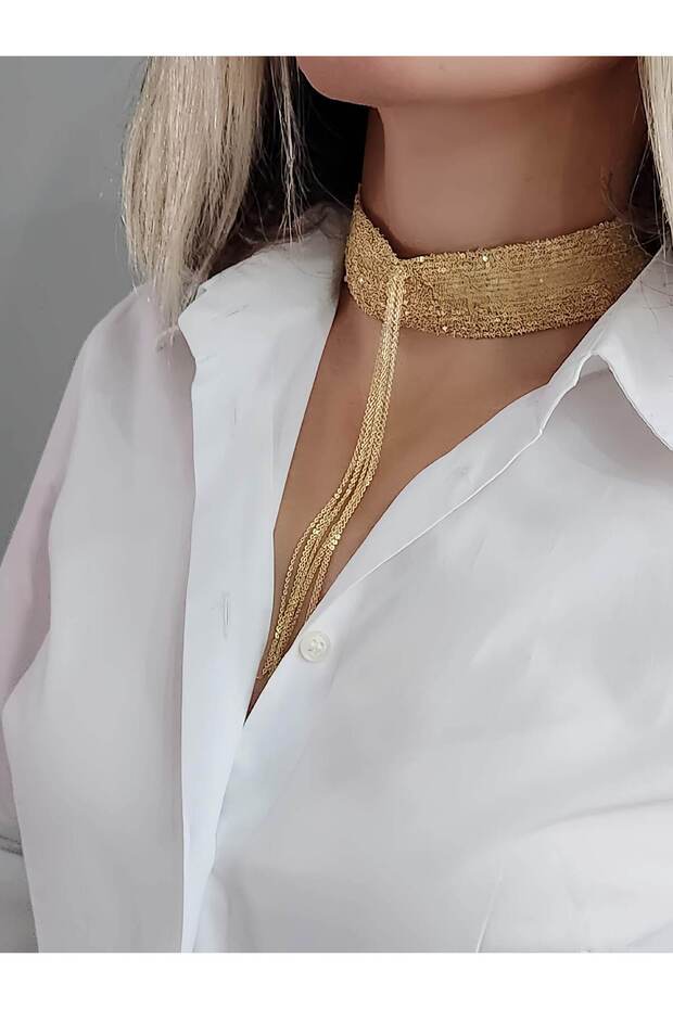 15 Rows Chain Woven Dangle Body Collar Choker Gold Handmade Necklace