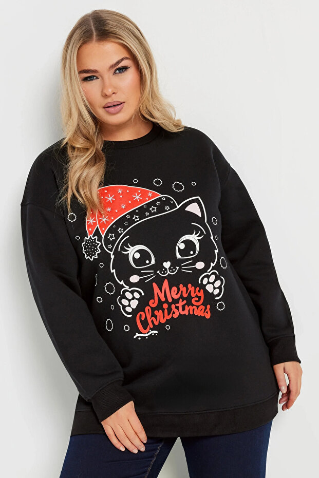 Plus Size Christmas Themed Crew Neck Long Sleeve Sweatshirt 303821