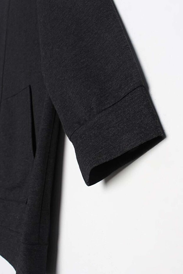 Antrasit-Fermuarlı Sweat Hırka - 5