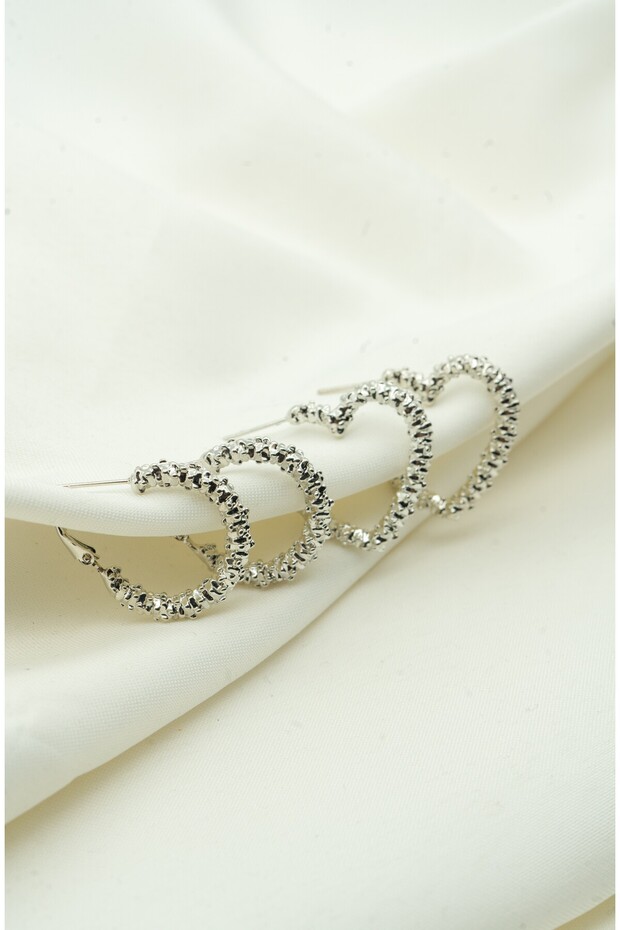 Heart Pattern Clip Steel Curved Women's Earrings