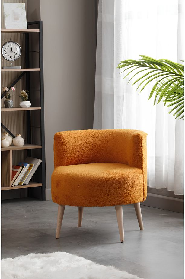 ÇOK AMAÇLI OTURMA SALON YATAK MUTFAK OFİS İÇİN KALİTELİ TEDDY-NUBUK KUMAŞ AHŞAP AYAK  TEKLİ BERJER - 1