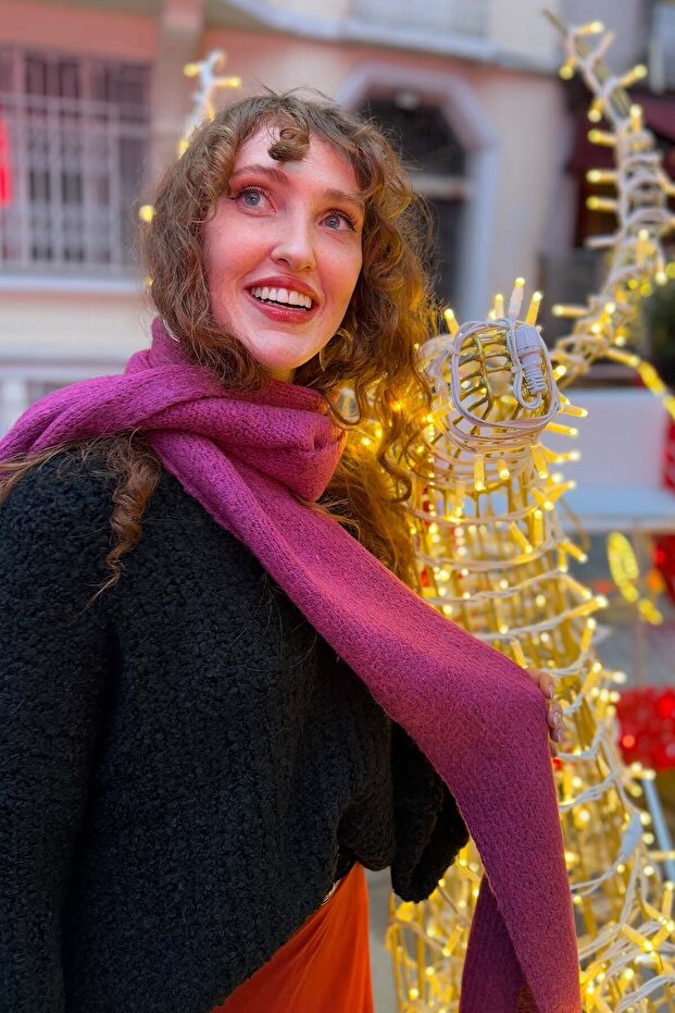 Basic Orta Boy Atkı Fuşya - 3