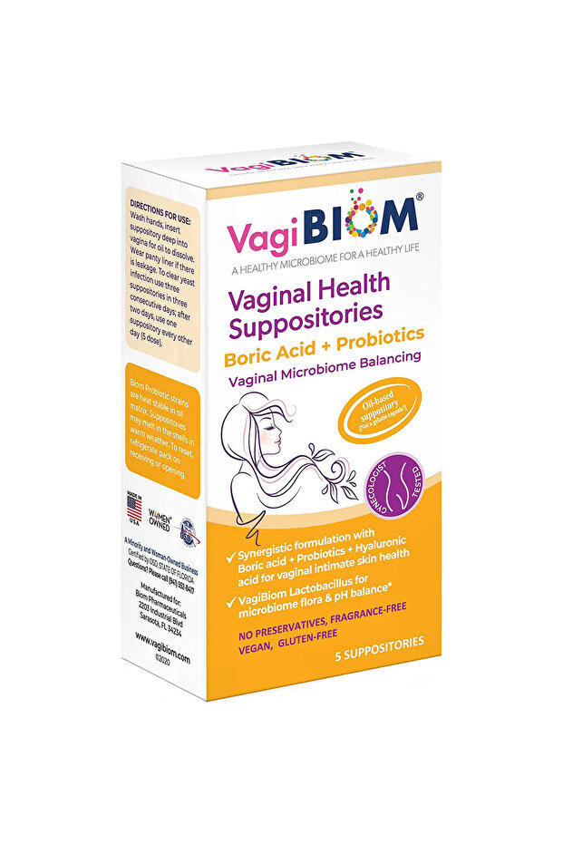 Vagibiom Boric Acid + Probiotics Vaginal Suppositories 5'S